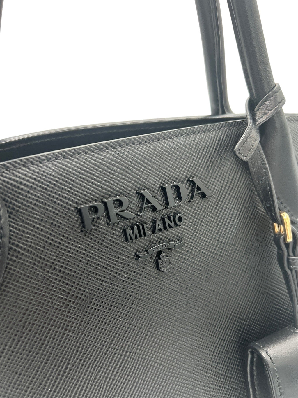 PRADA - Black Leather Monochrome Tote Bag