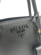 PRADA - Black Leather Monochrome Tote Bag