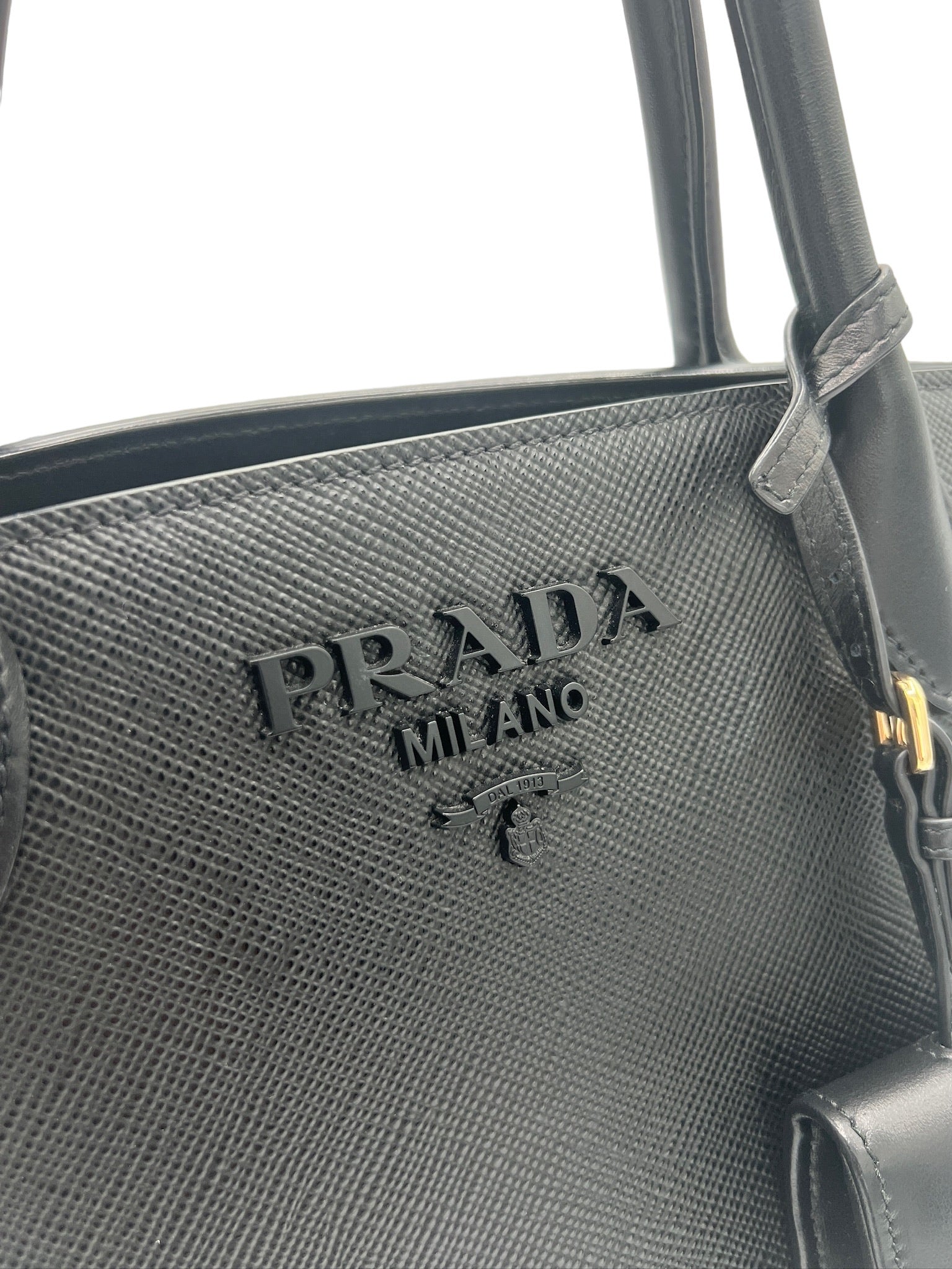 PRADA - Black Leather Monochrome Tote Bag