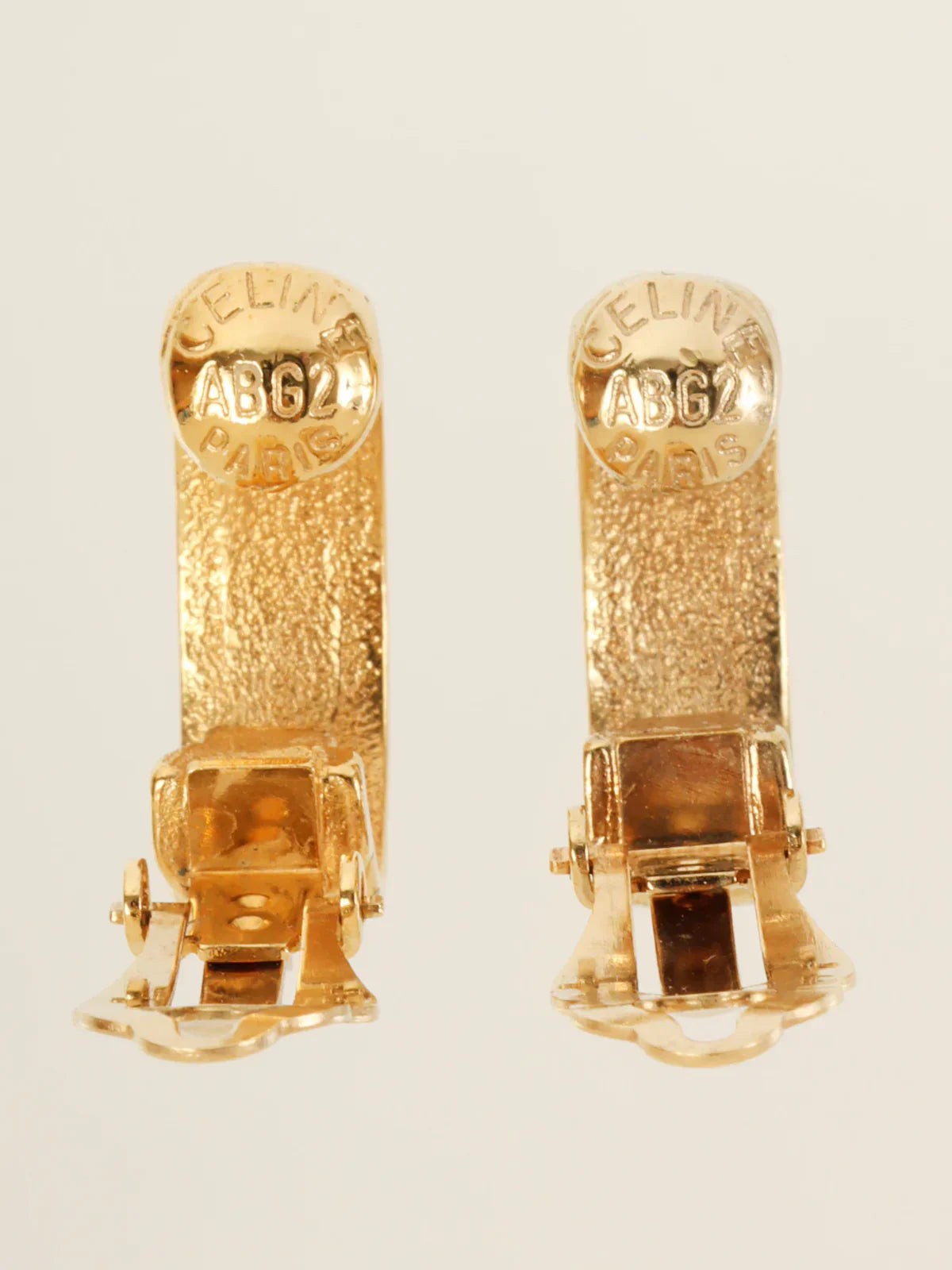 CELINE Logo Half Hoop Earrings Gold