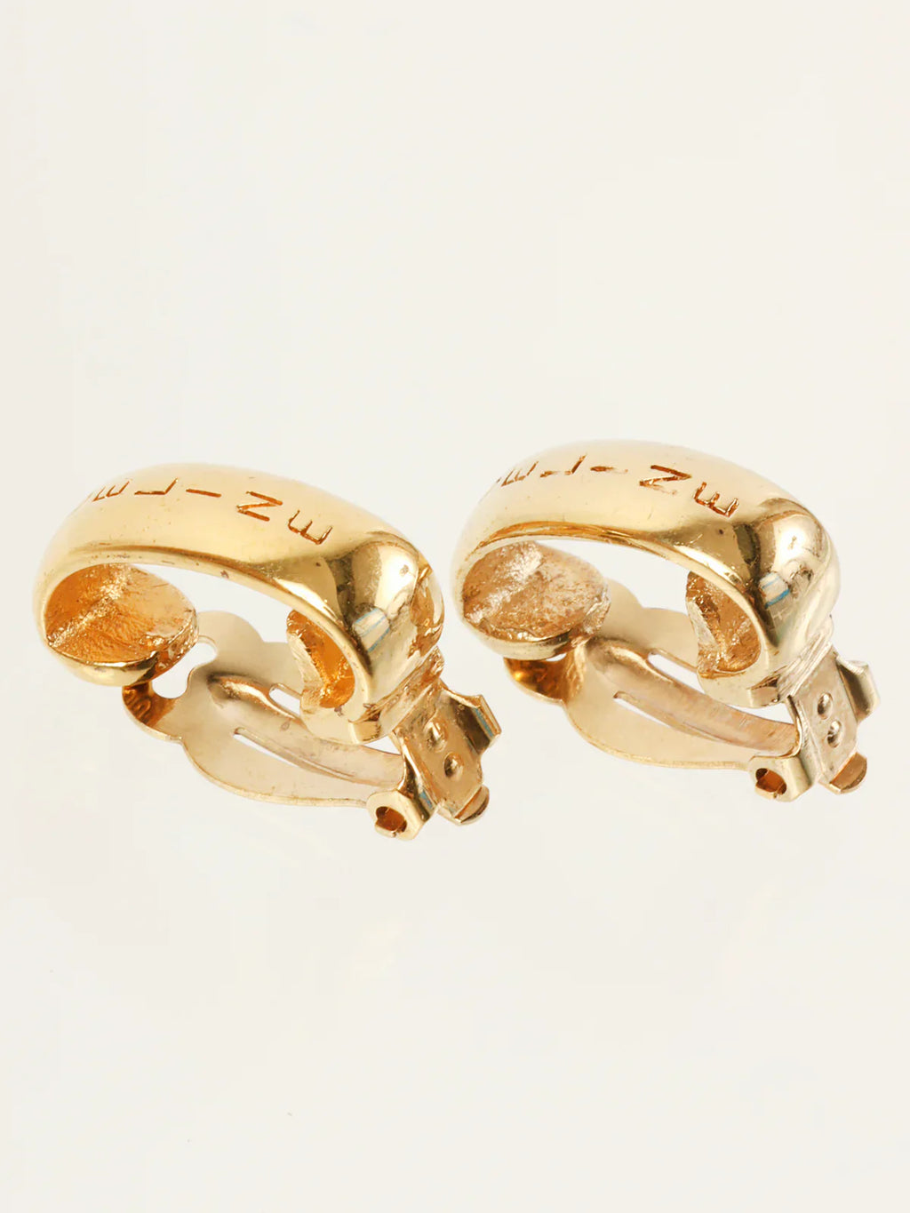 CELINE Logo Half Hoop Earrings Gold