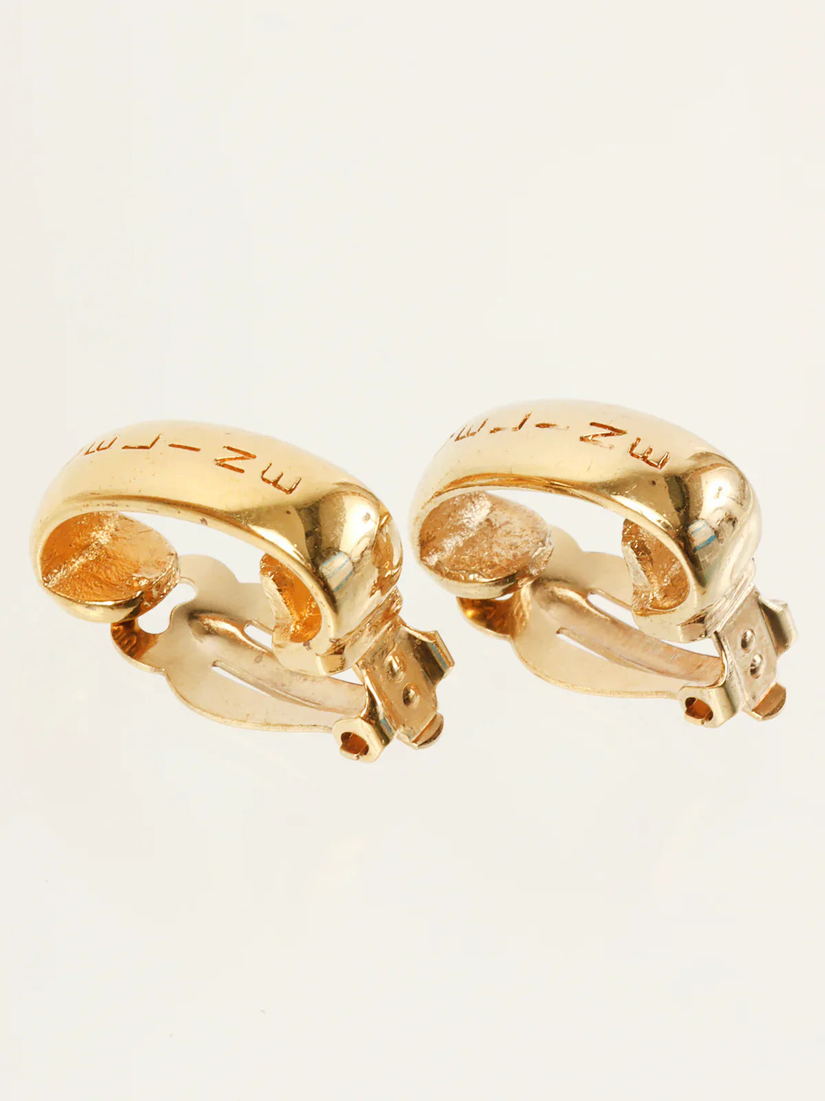 CELINE Logo Half Hoop Earrings Gold