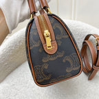 Celine Small Boston Bag in Triomphe Canvas, Calfskin and GHW (Model: 197582EIP.04LU)