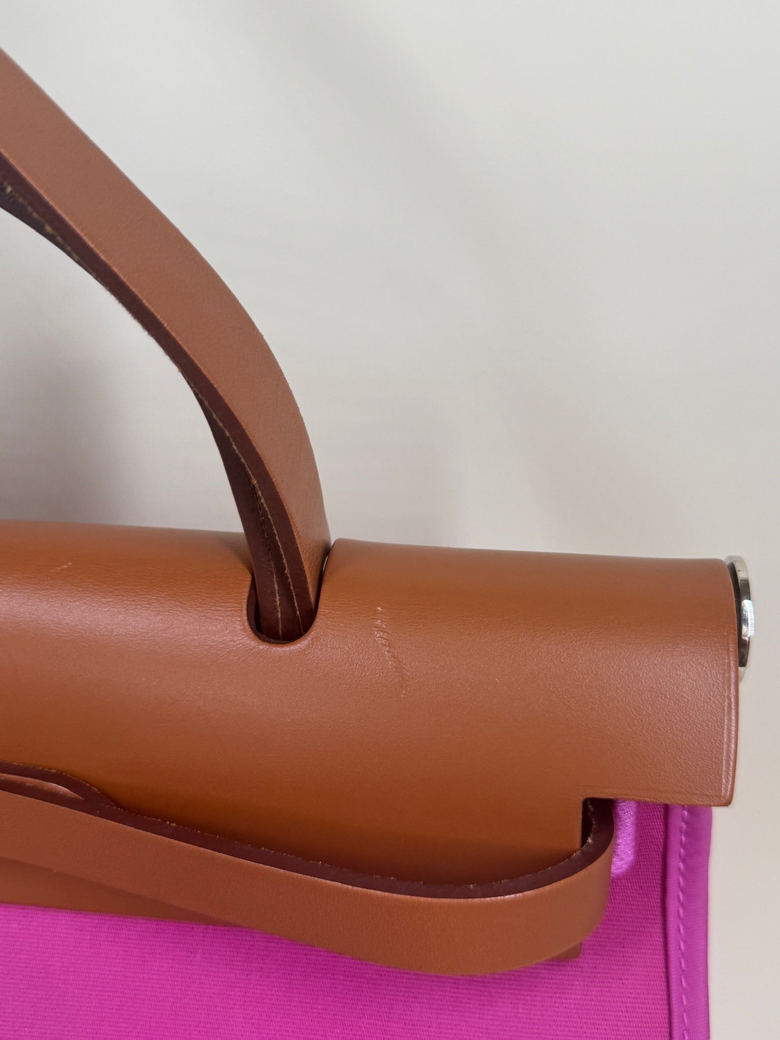 Hermes Vache Hunter Toile Herbag Zip 31 PM Magnolia Fauve Shoulder Bag
