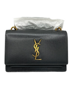 SAINT LAURENT - Sunset Chain Wallet in Coated Bark Leather