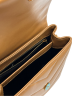 SAINT LAURENT- Calfskin Quilted Monogram Toy Loulou Satchel Camel