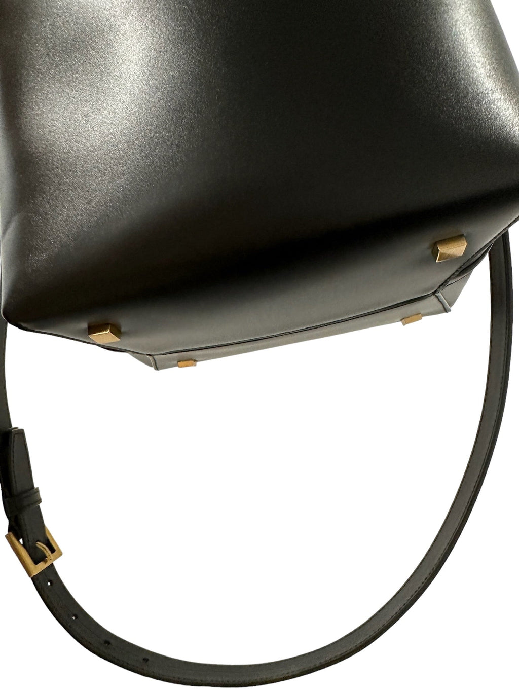 SAINT LAURENT - Black Smooth Leather Bucket Bag