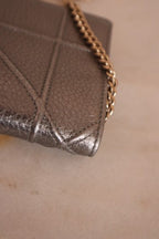 Christian Dior diorama silver metallic wallet on chain Bag