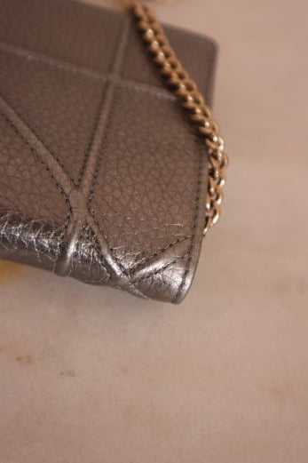 Christian Dior diorama silver metallic wallet on chain Bag