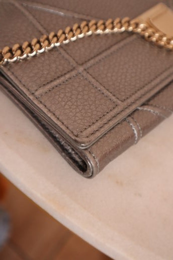 Christian Dior diorama silver metallic wallet on chain Bag