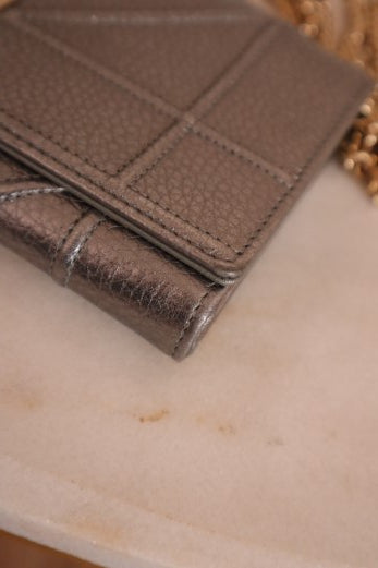 Christian Dior diorama silver metallic wallet on chain Bag