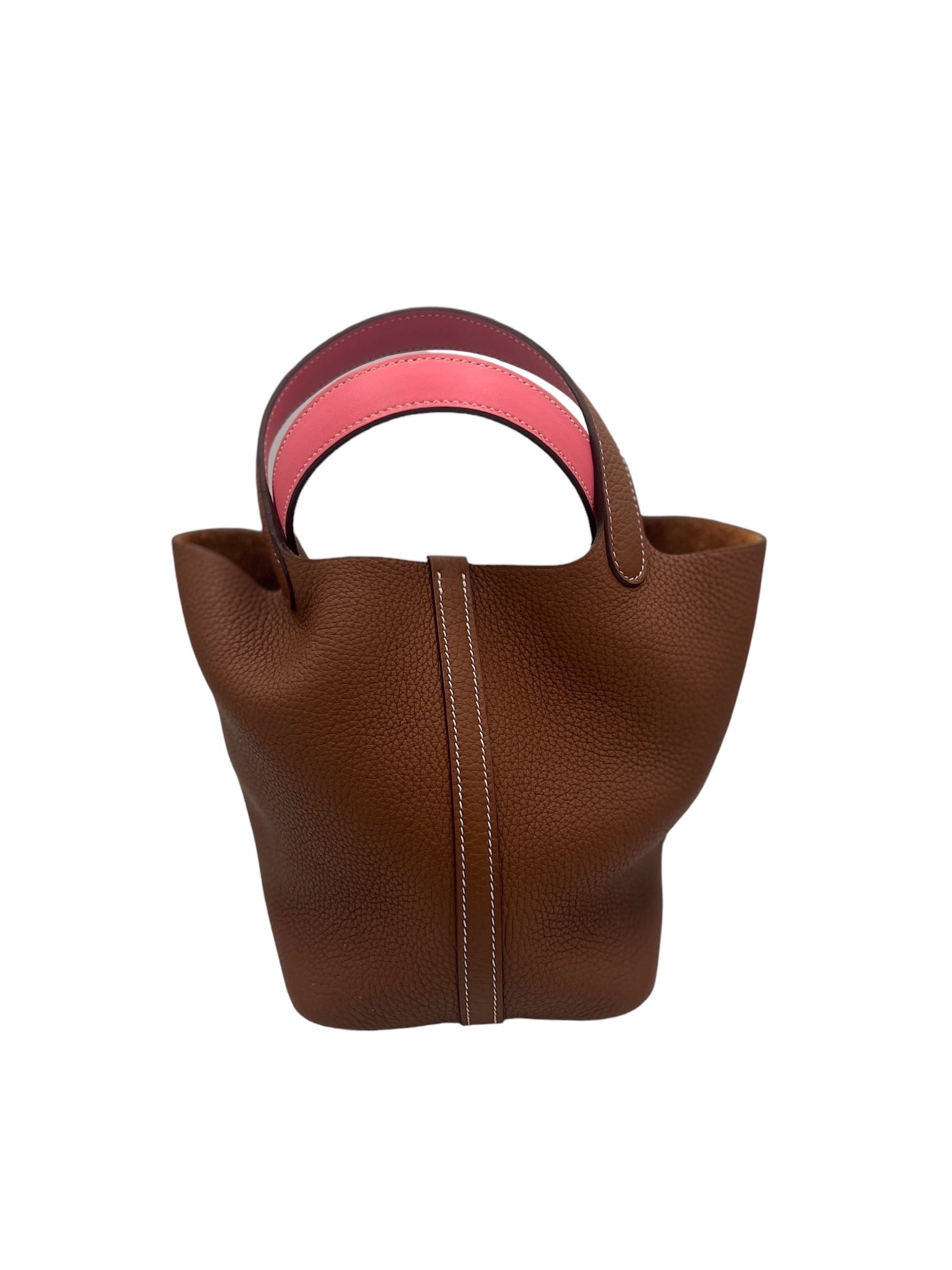 HERMES - Picotin Lock Ecrat Gold Rose Azalee Taurillon Clemence PM Handbag