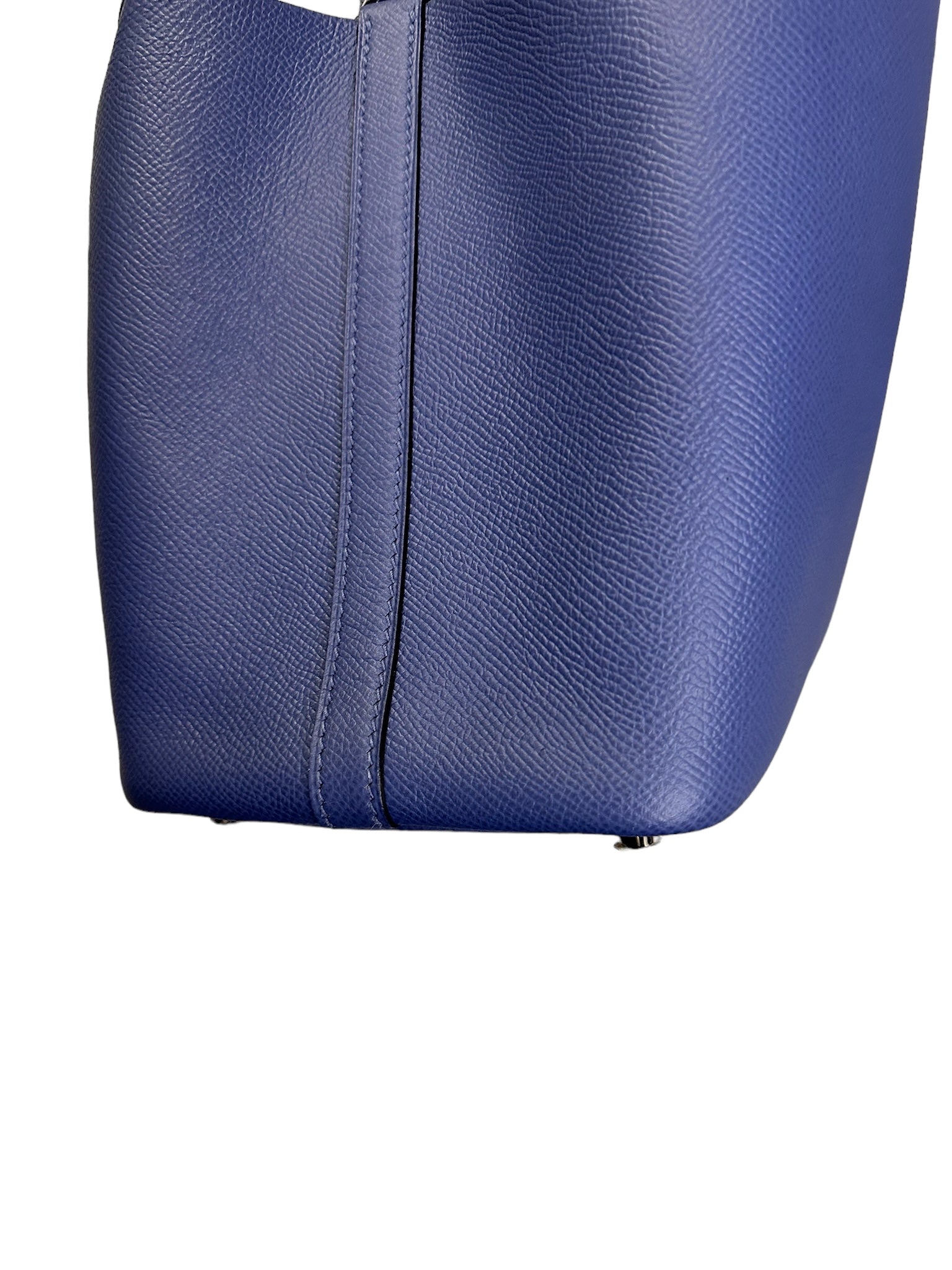 HERMES - Bleu Encre Brique Epsom Tressage De Cuir Picotin Lock 18 PHW