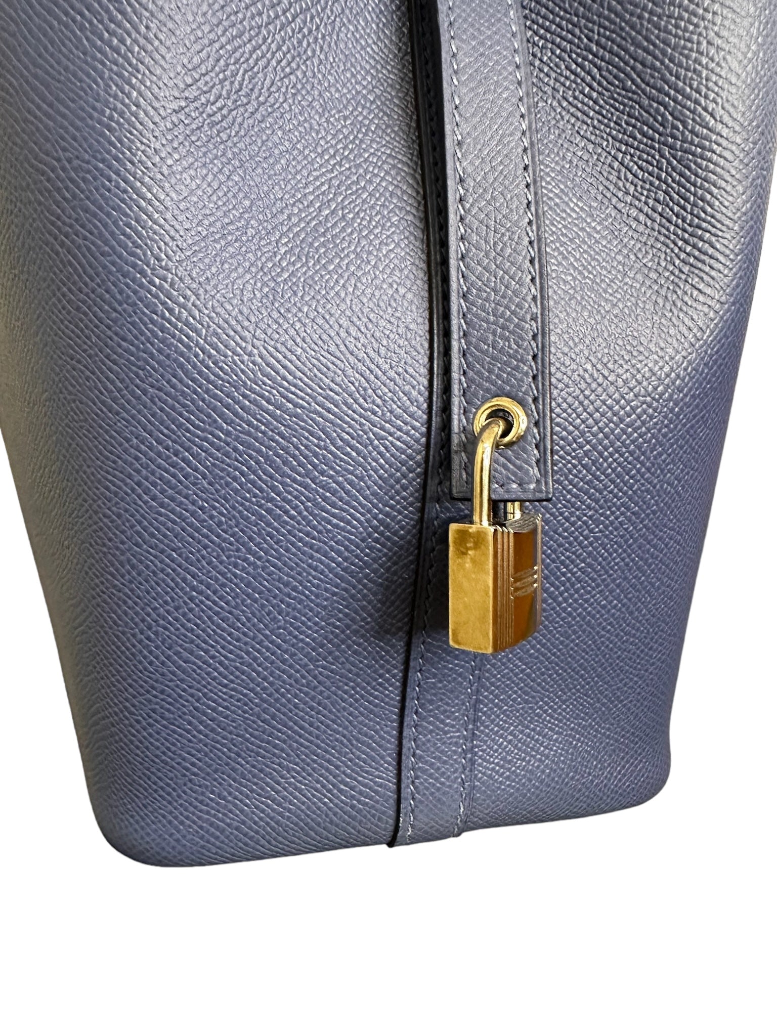 HERMES - Bleu Encre Brique Epsom Tressage De Cuir Picotin Lock 18 PHW