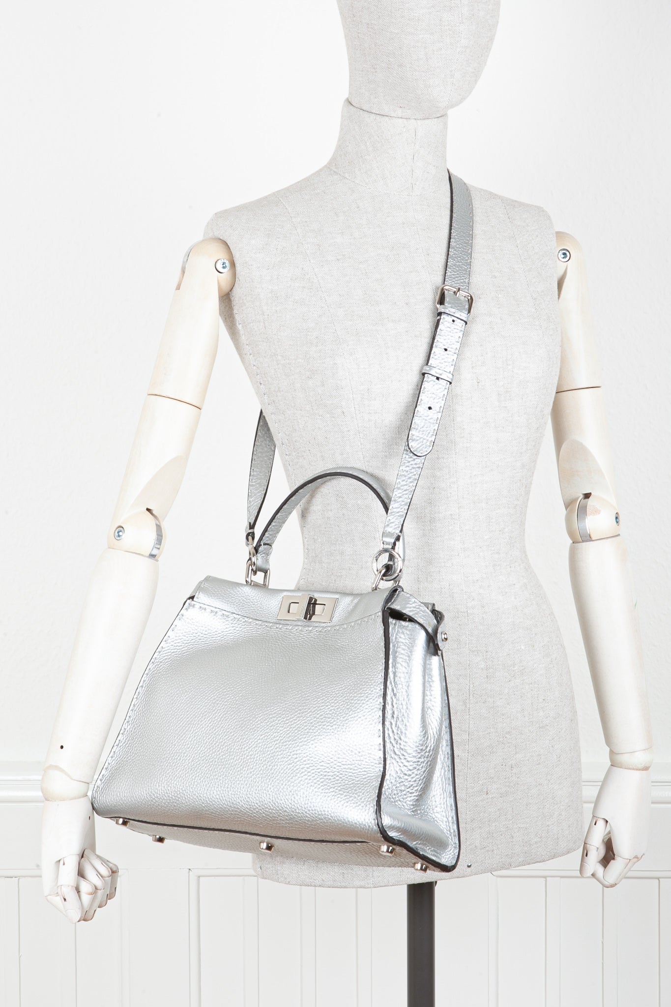 FENDI Peekaboo Medium Silver