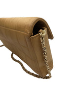 CHANEL - Lambskin East West Chocolate Bar Flap Beige Crossbody Bag