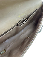 CHANEL - Lambskin East West Chocolate Bar Flap Beige Crossbody Bag