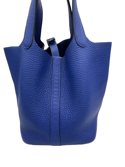 HERMES - Electric Blue Taurillon Clemence Picotin 18 Handbag