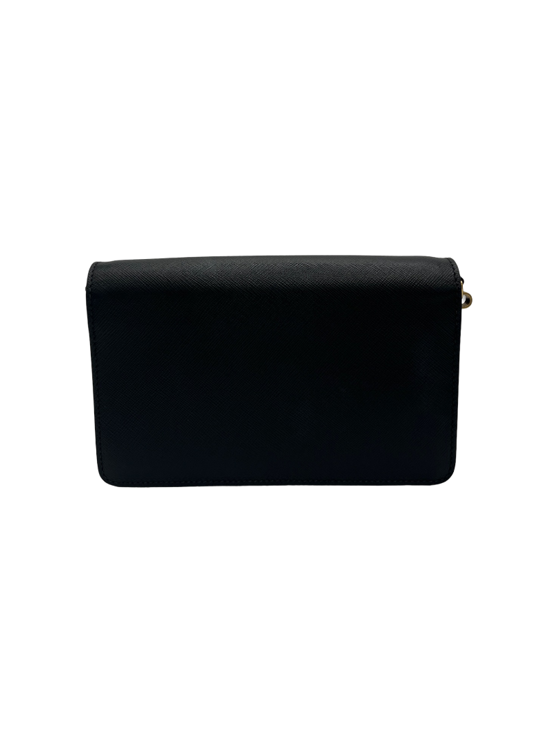 PRADA - Triangle Logo Black Leather Shoulder Bag