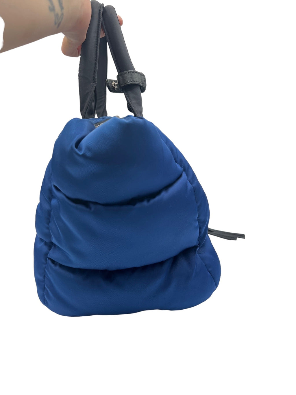 PRADA - Tessuto Bomber Blue Black Nylon Tote Bag