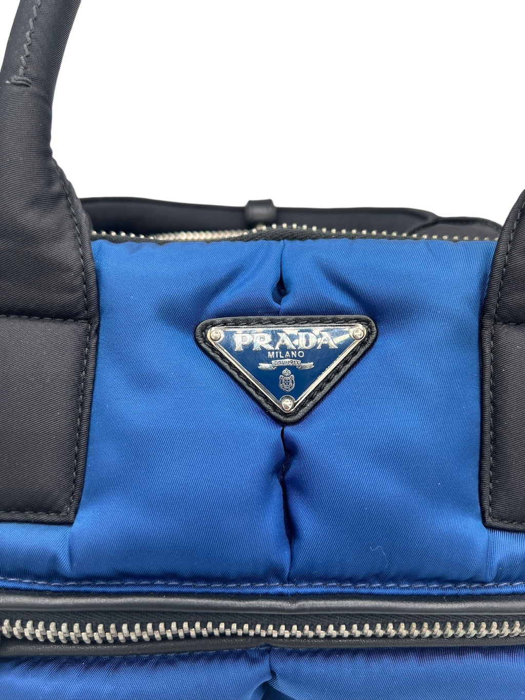 PRADA - Tessuto Bomber Blue Black Nylon Tote Bag