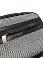 SAINT LAURENT - PARIS Camping Black Cream Canvas Leather Small Camera Bag