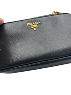 PRADA - Black Saffiano Leather Shoulder Bag