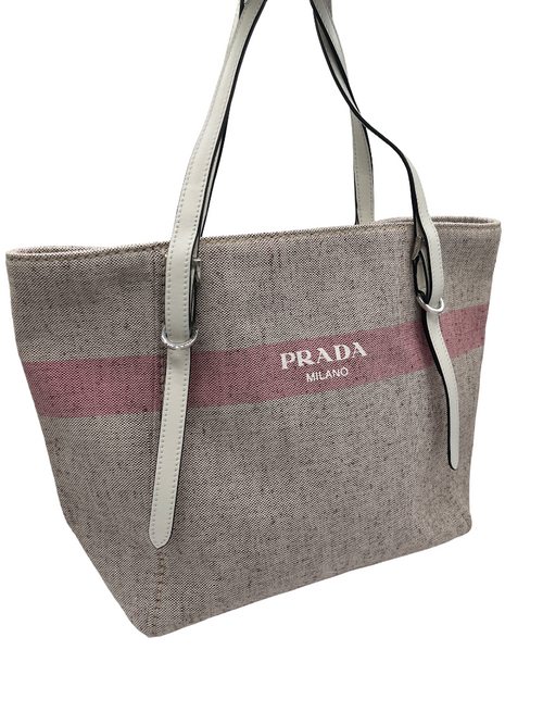 PRADA - Logo Belted Shopping Tote Canvas Medium