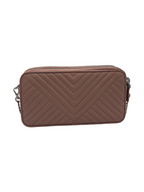 PRADA - Double Zip Wallet on Chain Crossbody Chevron Leather Mini