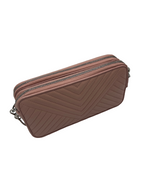 PRADA - Double Zip Wallet on Chain Crossbody Chevron Leather Mini
