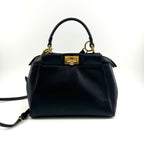 Fendi Black & Gold Mini Peekaboo Leather Bag TWS