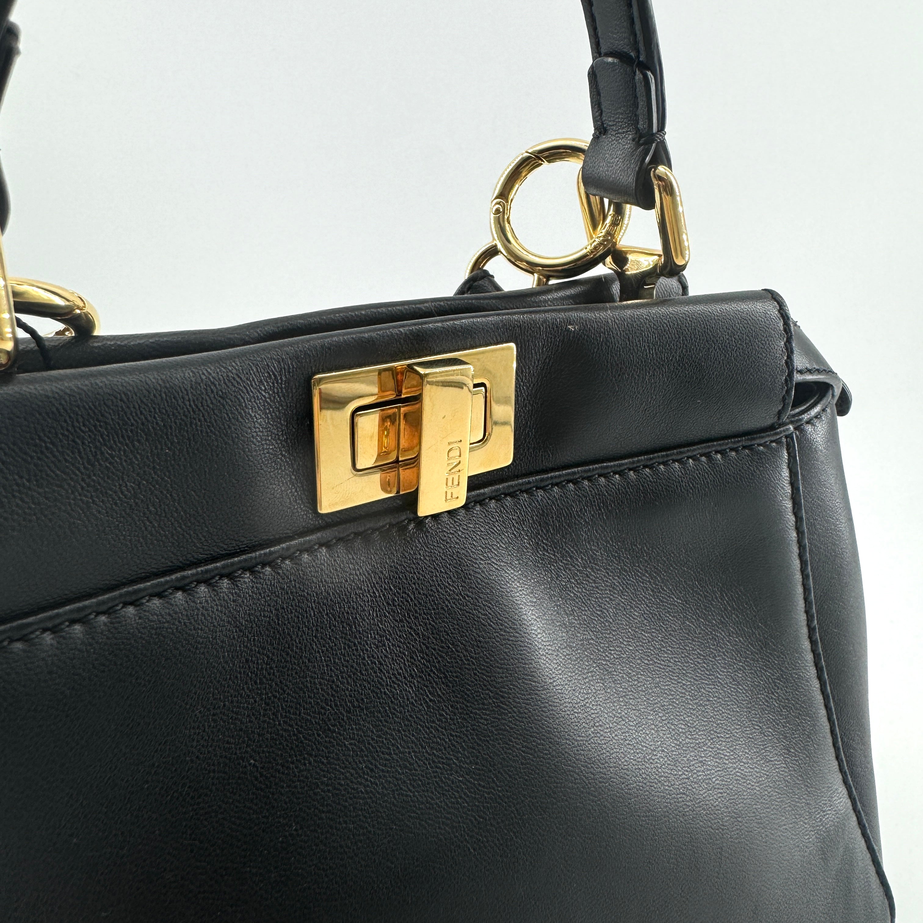 Fendi Black & Gold Mini Peekaboo Leather Bag TWS