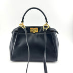 Fendi Black & Gold Mini Peekaboo Leather Bag TWS