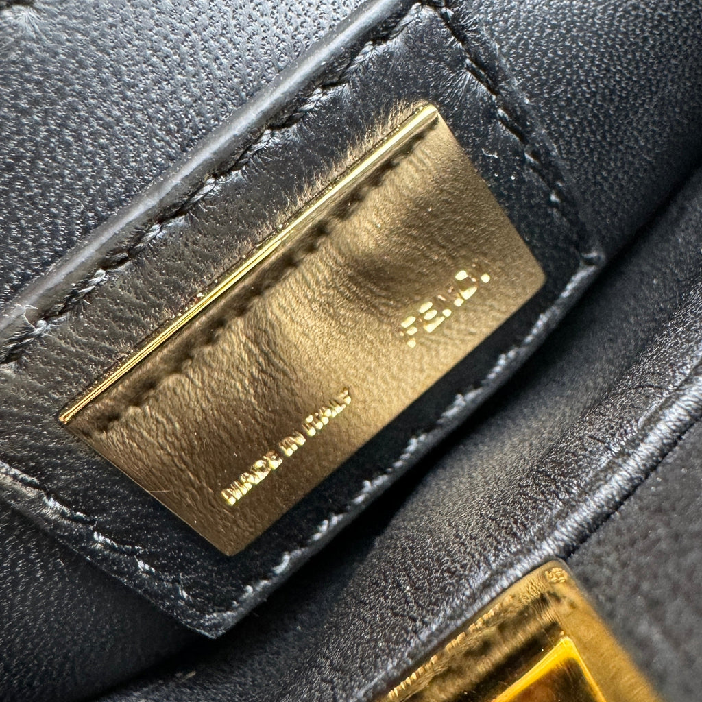 Fendi Black & Gold Mini Peekaboo Leather Bag TWS