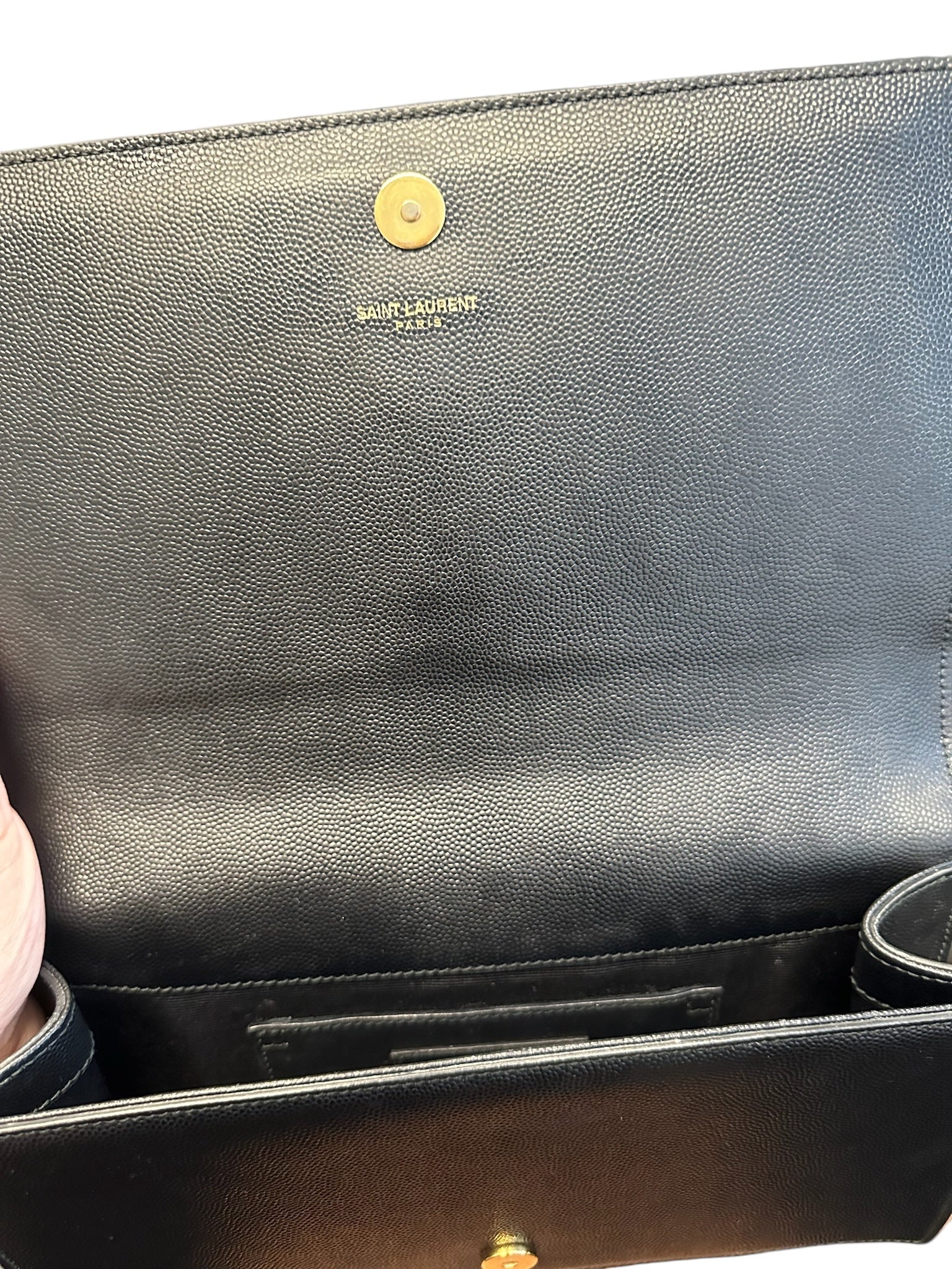 SAINT LAURENT - Black Grain De Poudre Kate Clutch