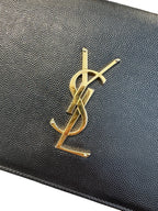 SAINT LAURENT - Black Grain De Poudre Kate Clutch