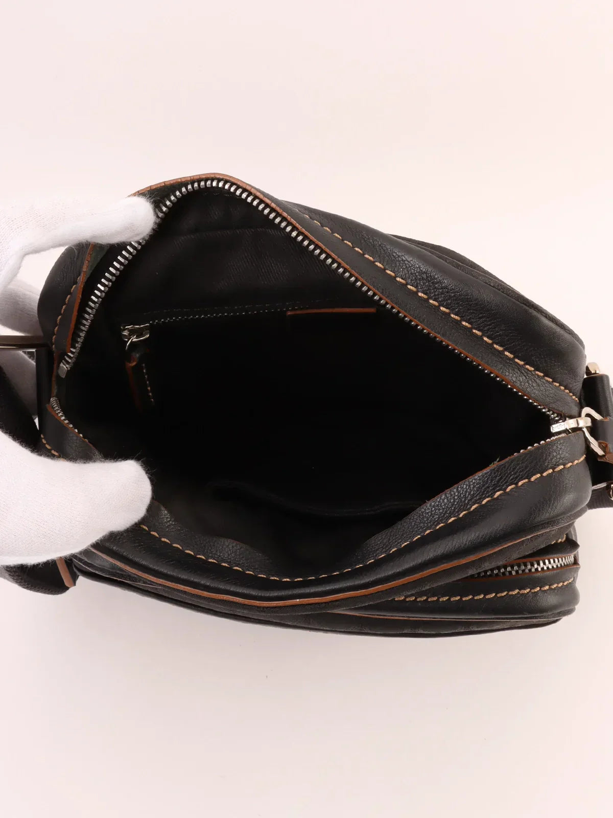 CELINE Macadam Pattern Shoulder Bag Black