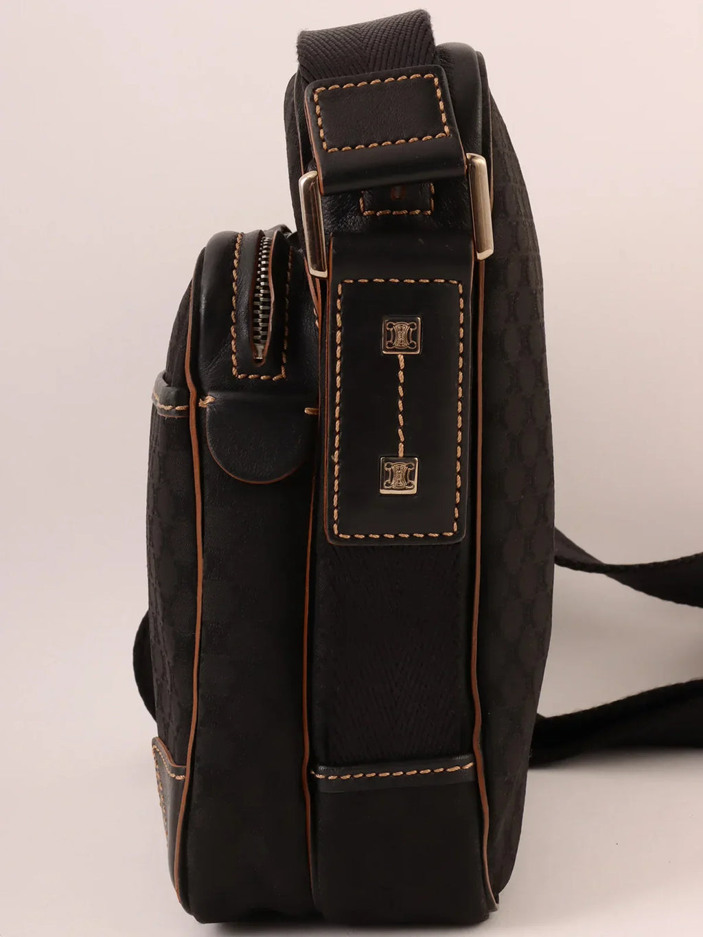 CELINE Macadam Pattern Shoulder Bag Black
