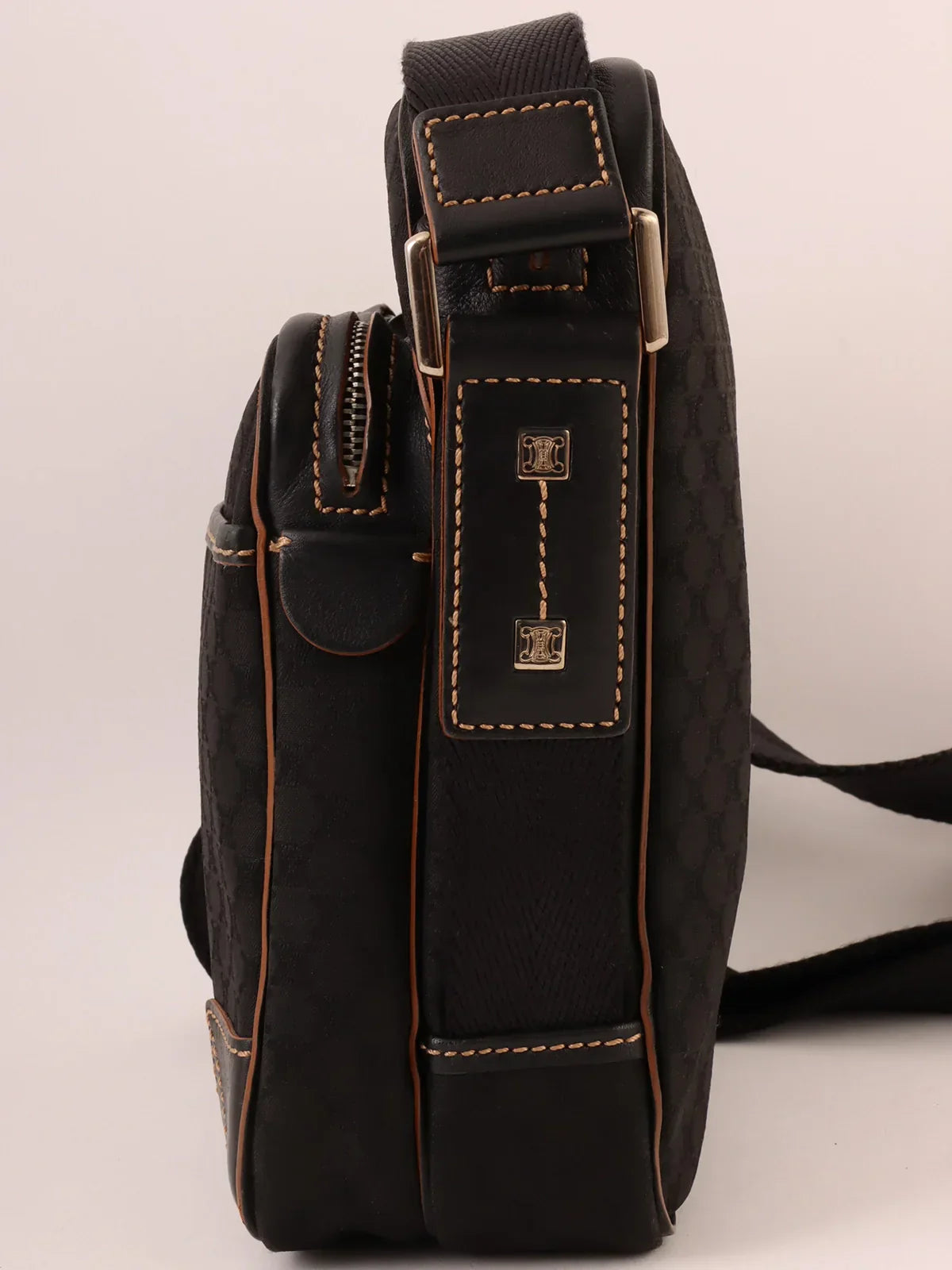 CELINE Macadam Pattern Shoulder Bag Black