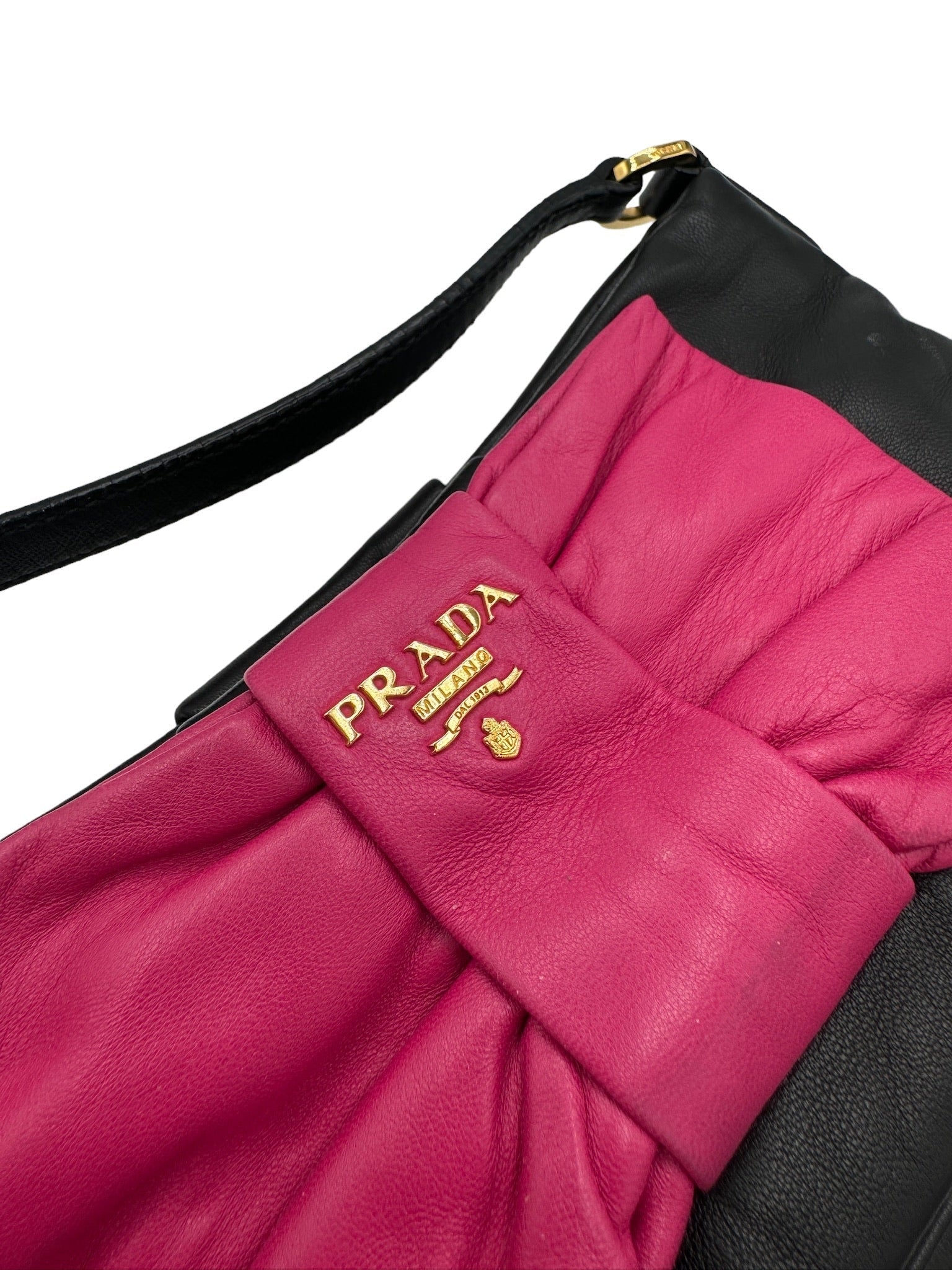PRADA - Black & Pink Ribbon Shoulder Bag