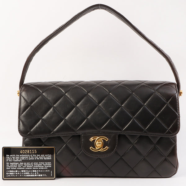 Chanel Around 1997 Made Double Face Classic Flap Top Handle Bag Black