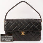 Chanel Around 1997 Made Double Face Classic Flap Top Handle Bag Black