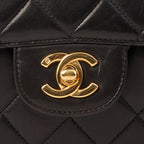Chanel Around 1997 Made Double Face Classic Flap Top Handle Bag Black
