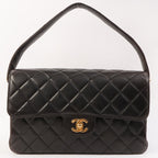 Chanel Around 1997 Made Double Face Classic Flap Top Handle Bag Black