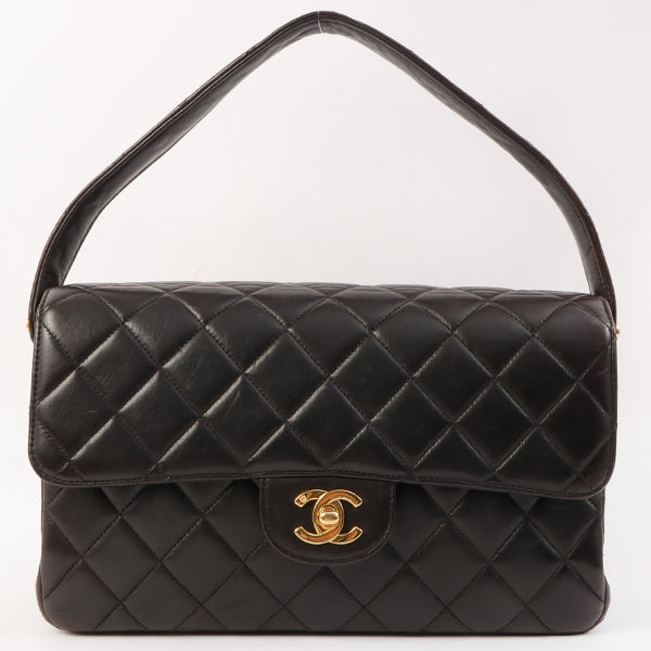 Chanel Around 1997 Made Double Face Classic Flap Top Handle Bag Black