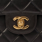 Chanel Around 1997 Made Double Face Classic Flap Top Handle Bag Black