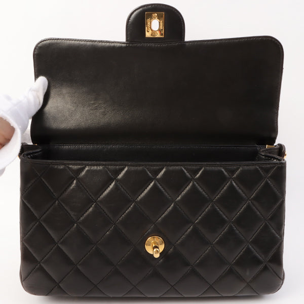 Chanel Around 1997 Made Double Face Classic Flap Top Handle Bag Black