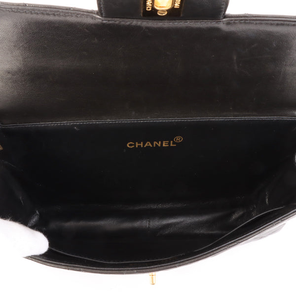 Chanel Around 1997 Made Double Face Classic Flap Top Handle Bag Black