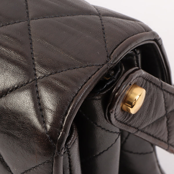 Chanel Around 1997 Made Double Face Classic Flap Top Handle Bag Black