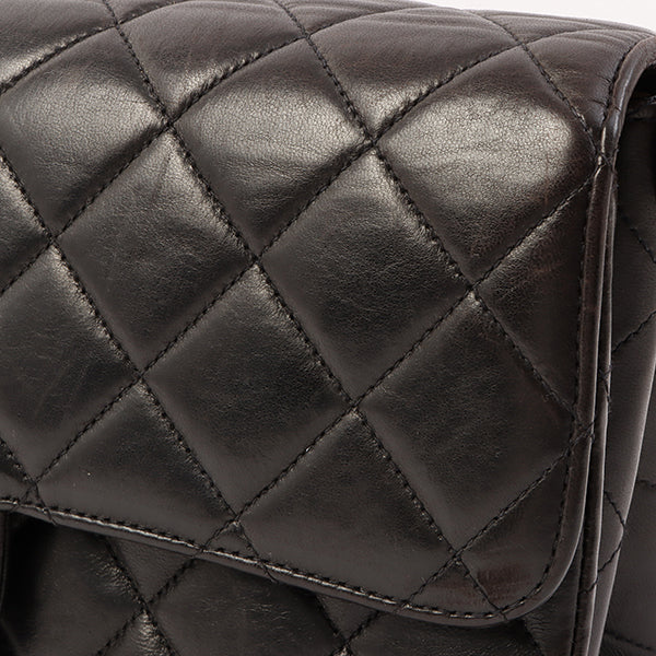 Chanel Around 1997 Made Double Face Classic Flap Top Handle Bag Black